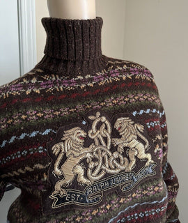 NWT $2490 Ralph Lauren Purple Label Женская водолазка Коричневый XS Италия