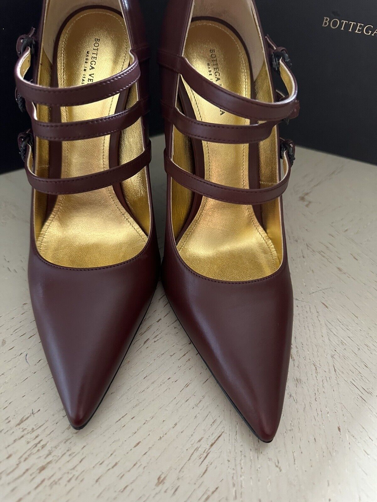 NIB $749 Bottega Veneta Women’s Leather Shoes Burgundy 8.5 US/38.5 Eu
