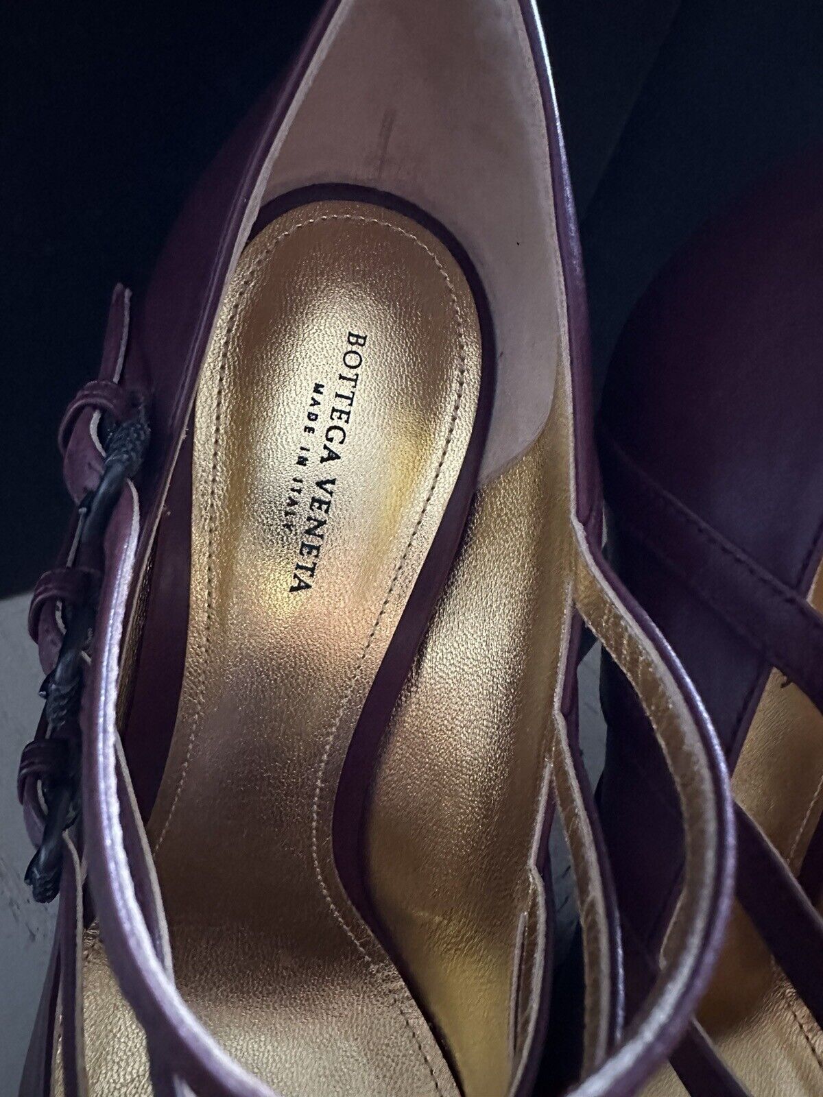 NIB $749 Bottega Veneta Women’s Leather Shoes Burgundy 8.5 US/38.5 Eu