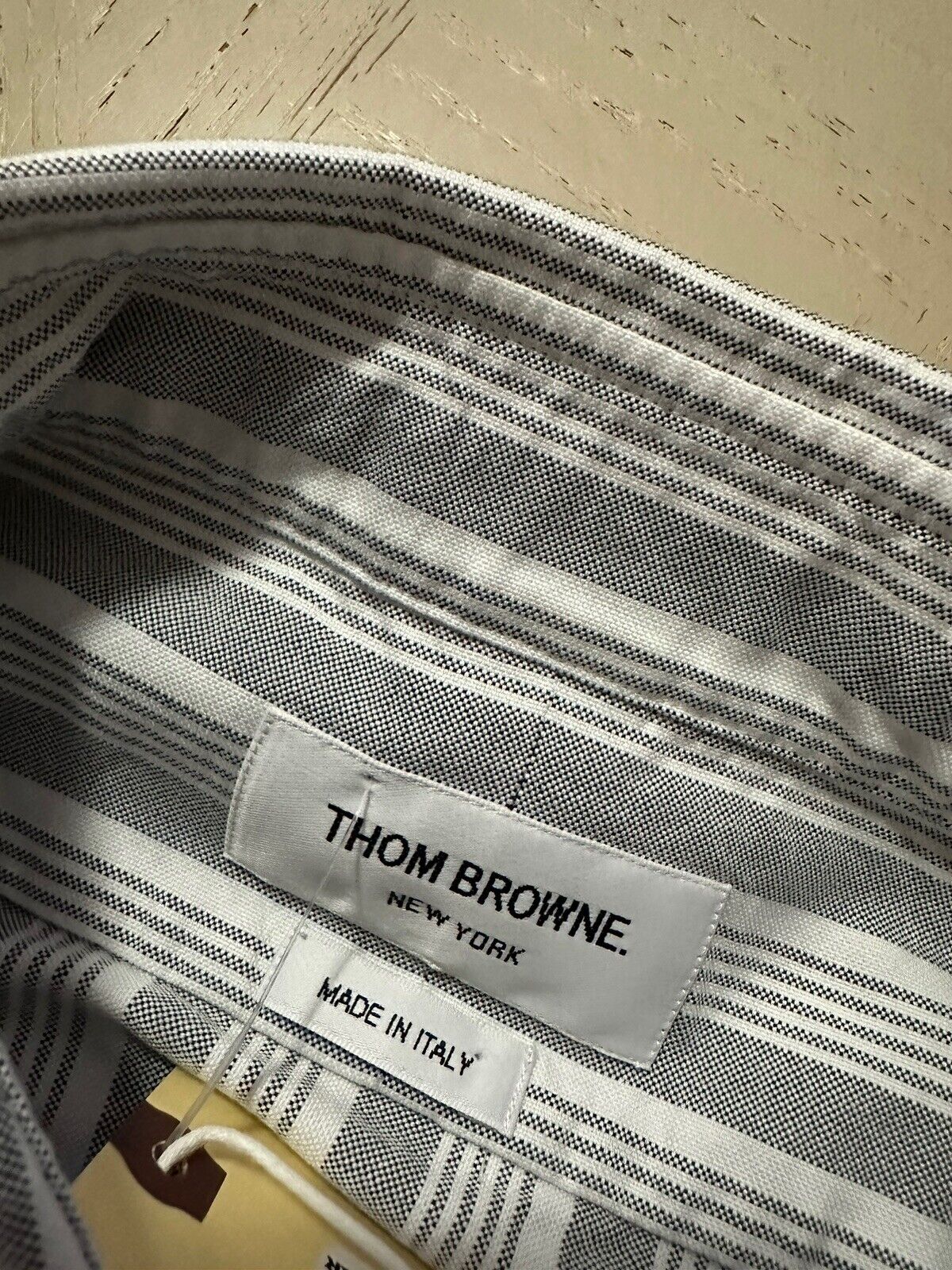 Neu mit Etikett: 510 $ Thom Browne Gestreiftes Langarmhemd für Herren Navy 1 (S) Italien