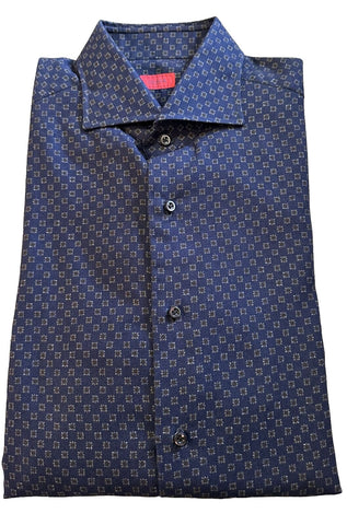 NWT $665 Isaia Medallion Button Soft Cotton Down Shirt Multicolor Size 17.5/44