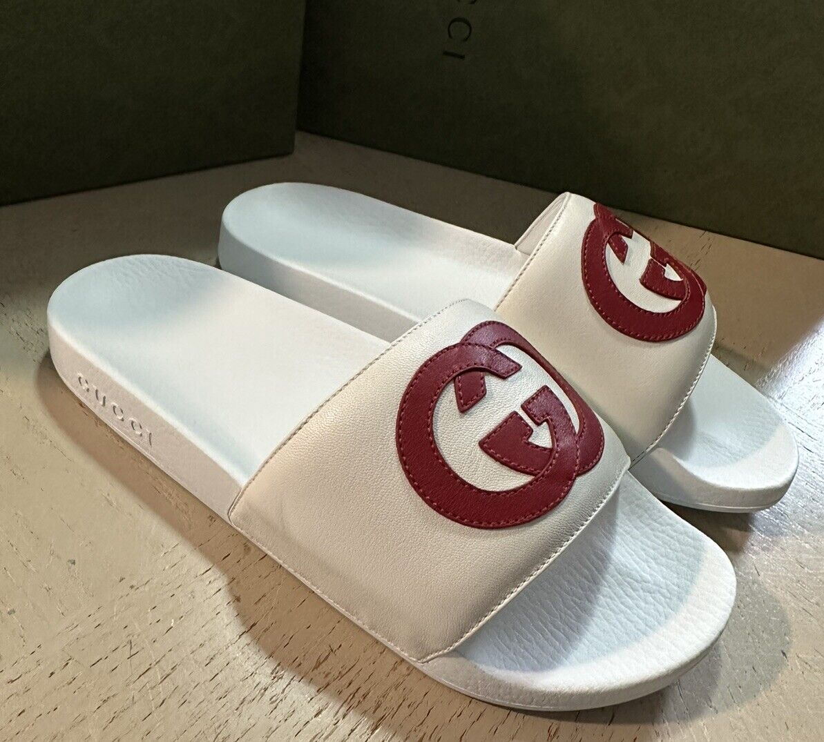 NIB Gucci Mens Sandal Shoes White 8 US/7 UK