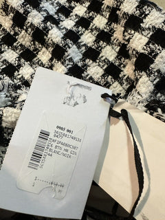 New $1650 Balmain Gingham Tweed High-Waisted 6-Button Shorts Black/White 44/12