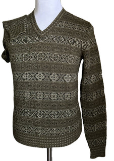 NWT $1695 Ralph Lauren Purple Label Men V Neck  Sweater Green/Multi S Italy