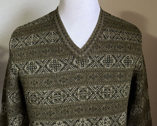 NWT $1695 Ralph Lauren Purple Label Men V Neck  Sweater Green/Multi S Italy