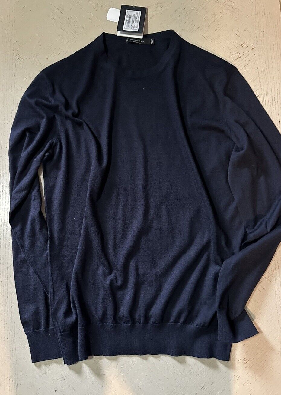 NWT $1195 Ermenegildo Zegna Cashmere/Silk Crewneck Sweater Navy 52 Eu/L Italy