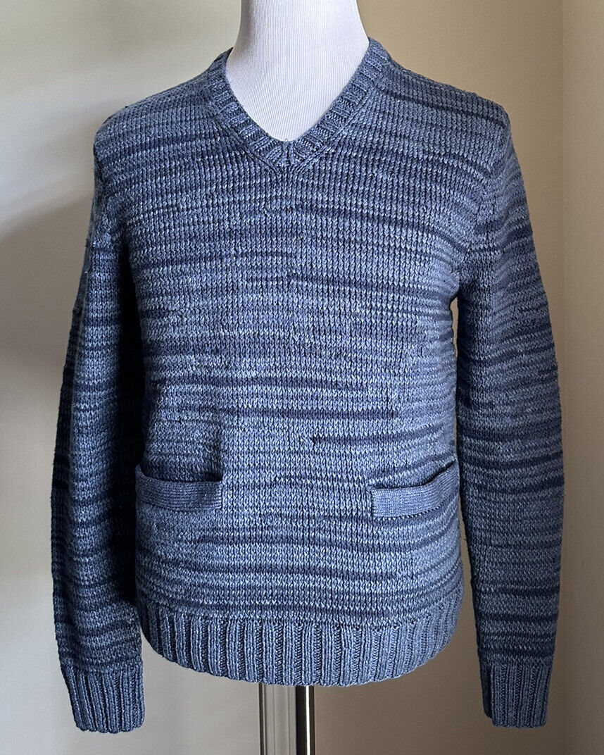 NWT $1295 Ralph Lauren Purple Label Men V Neck Hand Knit Sweater Blue S