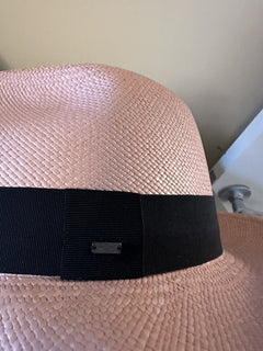 NWT $650 Saint Laurent Men Straw Fedora Hat Pink Size XL ( 60 ) Italy