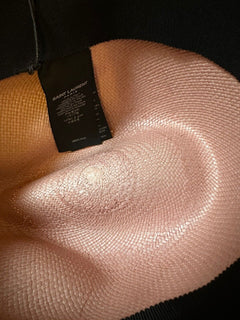 NWT $650 Saint Laurent Men Straw Fedora Hat Pink Size XL ( 60 ) Italy