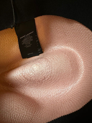NWT $650 Saint Laurent Men Straw Fedora Hat Pink Size XL ( 60 ) Italy