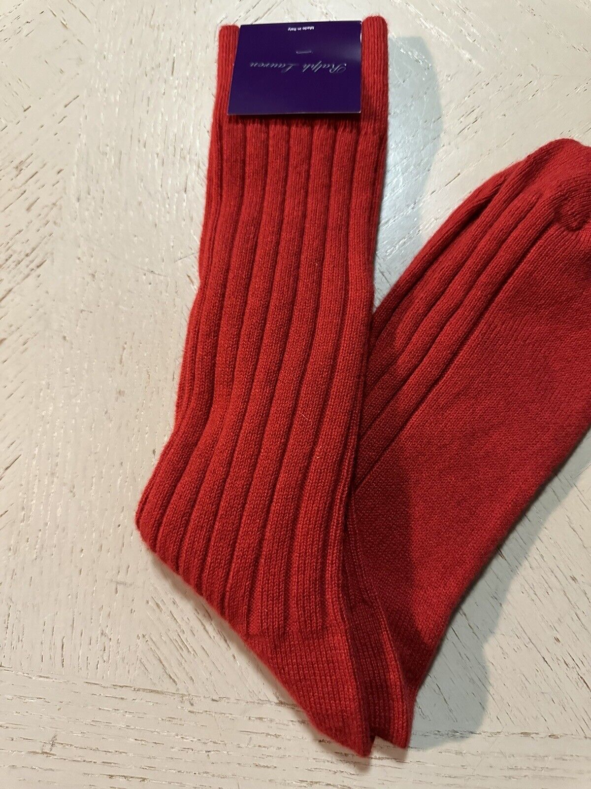 NWT $130 Ralph Lauren Purple Label Cashmere Men Socks Red Size  L