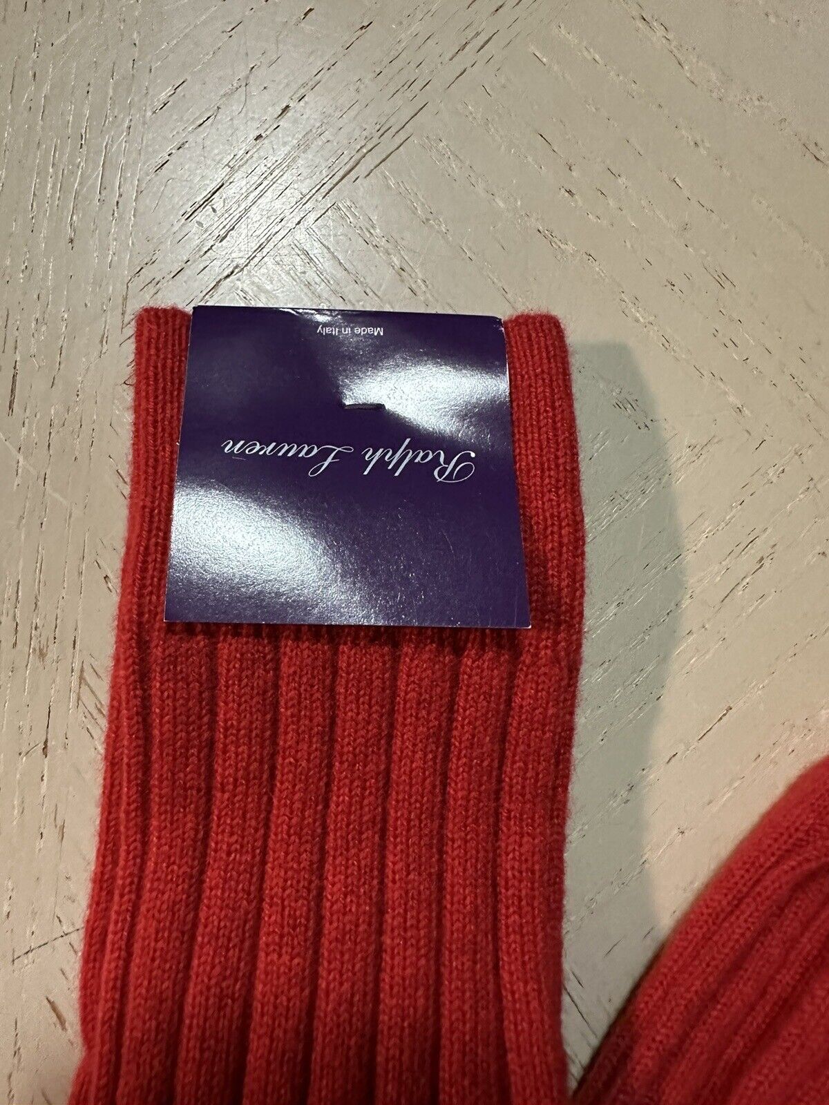 NWT $130 Ralph Lauren Purple Label Cashmere Men Socks Red Size  L