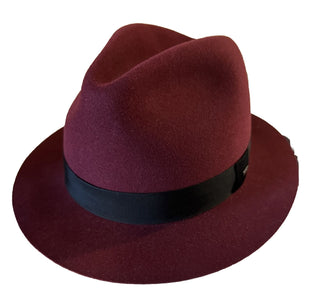 NWT  Saint Laurent fedora hat in rabbit felt DK Burgundy Size S ( 56 ) Italy