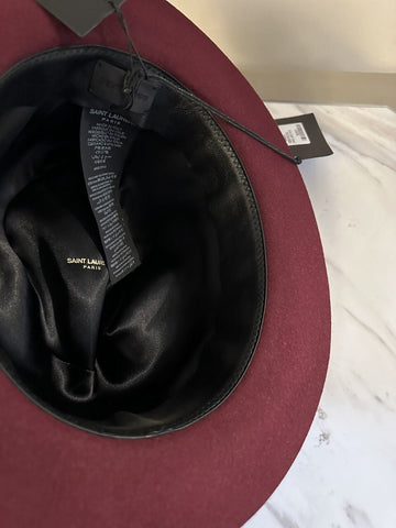 NWT  Saint Laurent fedora hat in rabbit felt DK Burgundy Size S ( 56 ) Italy