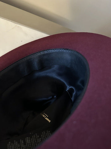 NWT  Saint Laurent fedora hat in rabbit felt DK Burgundy Size S ( 56 ) Italy