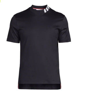New $540 Thom Browne Short Sleeve Mockneck T Shirt Navy Size L ( 3 ) Italy