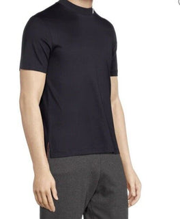 New $540 Thom Browne Short Sleeve Mockneck T Shirt Navy Size L ( 3 ) Italy