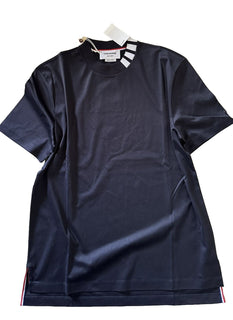 New $540 Thom Browne Short Sleeve Mockneck T Shirt Navy Size L ( 3 ) Italy