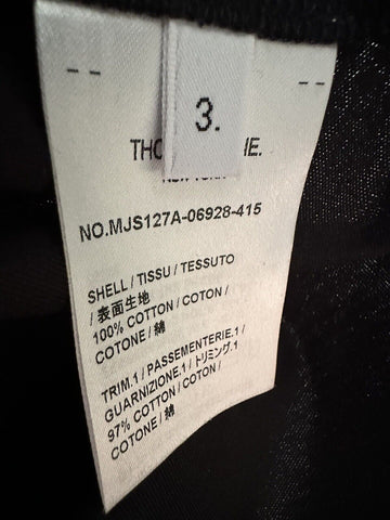 New $540 Thom Browne Short Sleeve Mockneck T Shirt Navy Size L ( 3 ) Italy