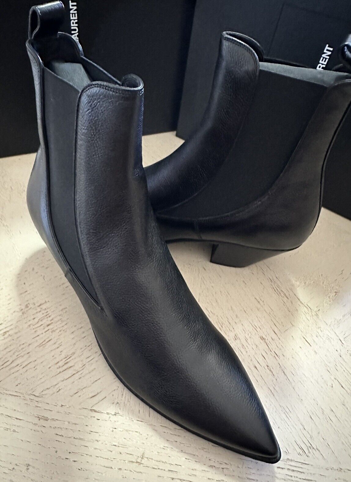 NIB $1195 Saint Laurent Men’s Leather Boots Shoes Black 12 US/45 Eu 685837