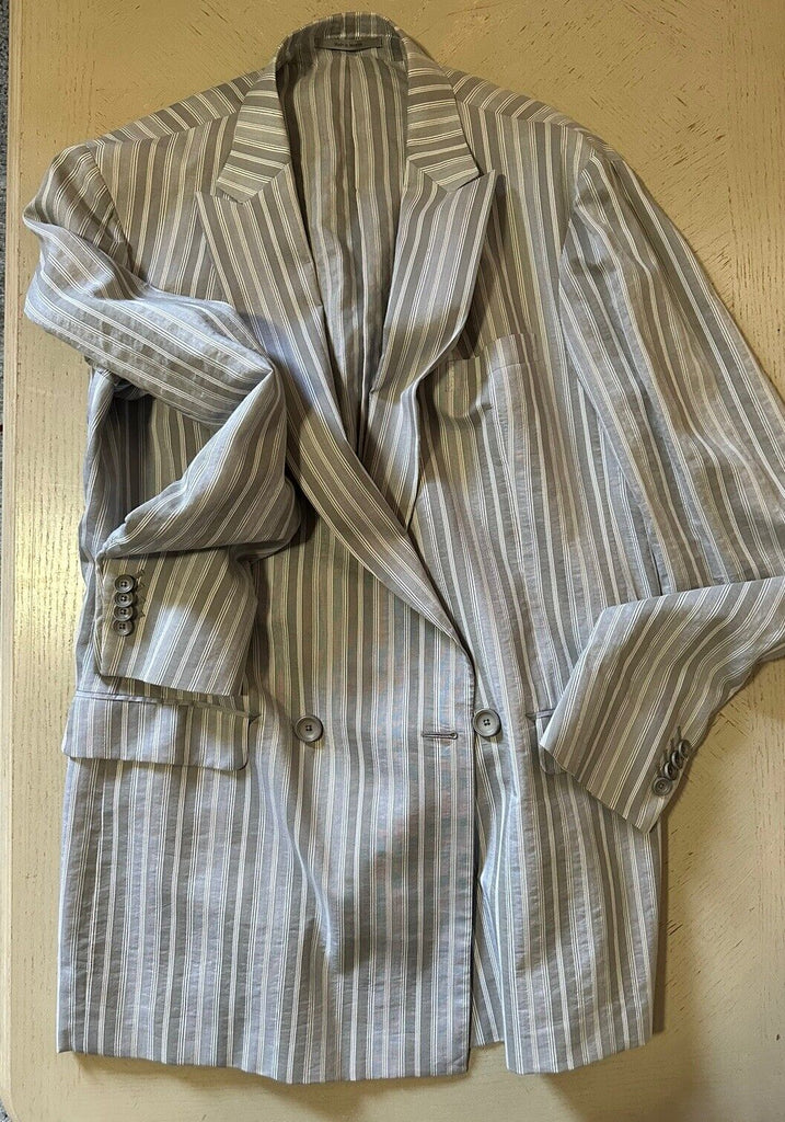 New $905 Z Zegna Sport Coat Blazer Jacket Gray Striped 44 US/56 Eu