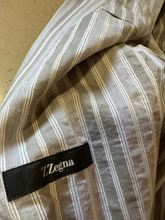 New $905 Z Zegna Sport Coat Blazer Jacket Gray Striped 44 US/56 Eu