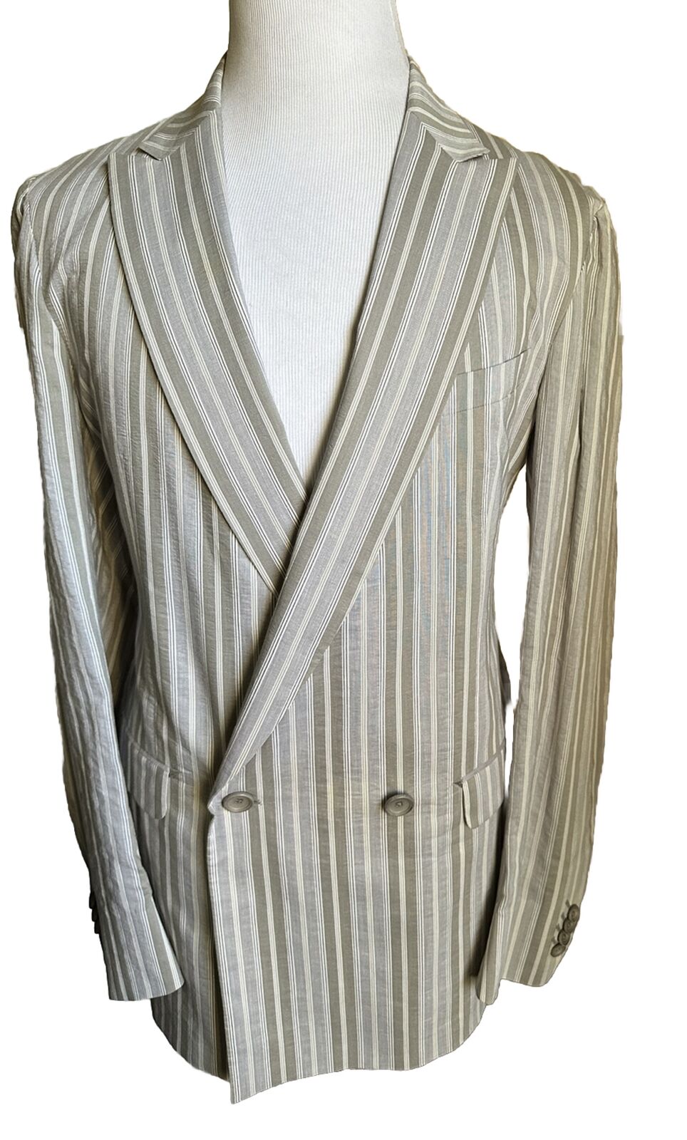New $905 Z Zegna Sport Coat Blazer Jacket Gray Striped 44 US/56 Eu