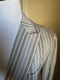 New $905 Z Zegna Sport Coat Blazer Jacket Gray Striped 44 US/56 Eu