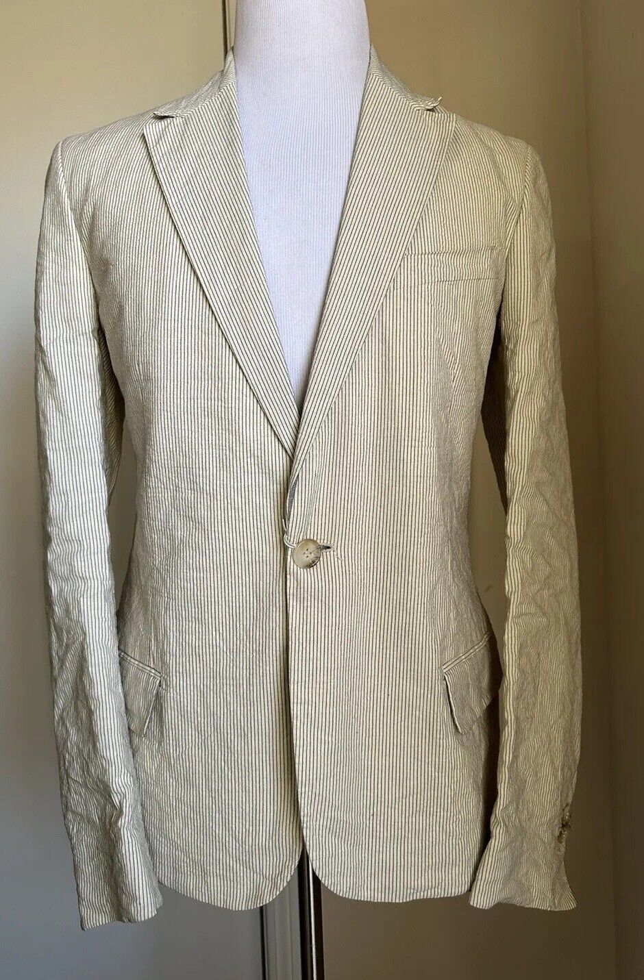 NWT $980 EXTE Men’s Sport Coat Jacket Blazer Off White Striped 40 US/50 Eu Italy