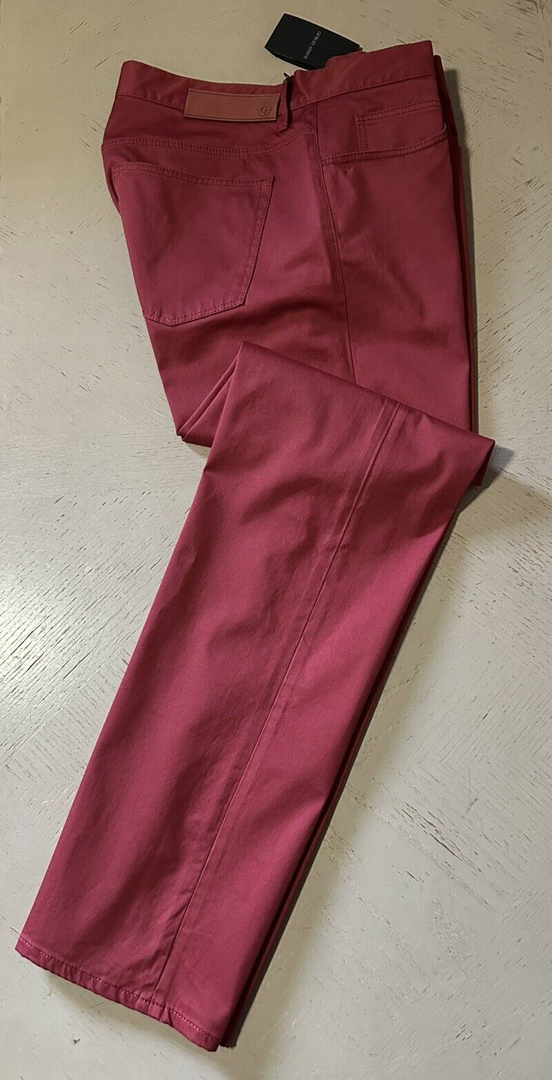 NWT $575 Giorgio Armani Mens Solid Regular Fit Pants Red 32 US Italy