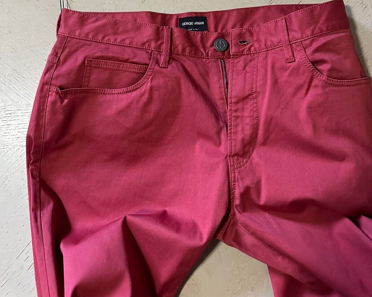 NWT $575 Giorgio Armani Mens Solid Regular Fit Pants Red 38 US/54 Eu Italy