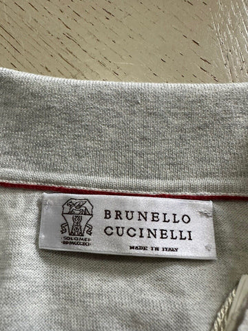 New $595 Brunello Cucinelli Men’s Johnny Collar T Shirt Color FOG 58 Eu ( XXL )