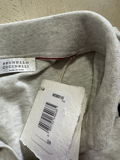 New $595 Brunello Cucinelli Men’s Johnny Collar T Shirt Color FOG 58 Eu ( XXL )