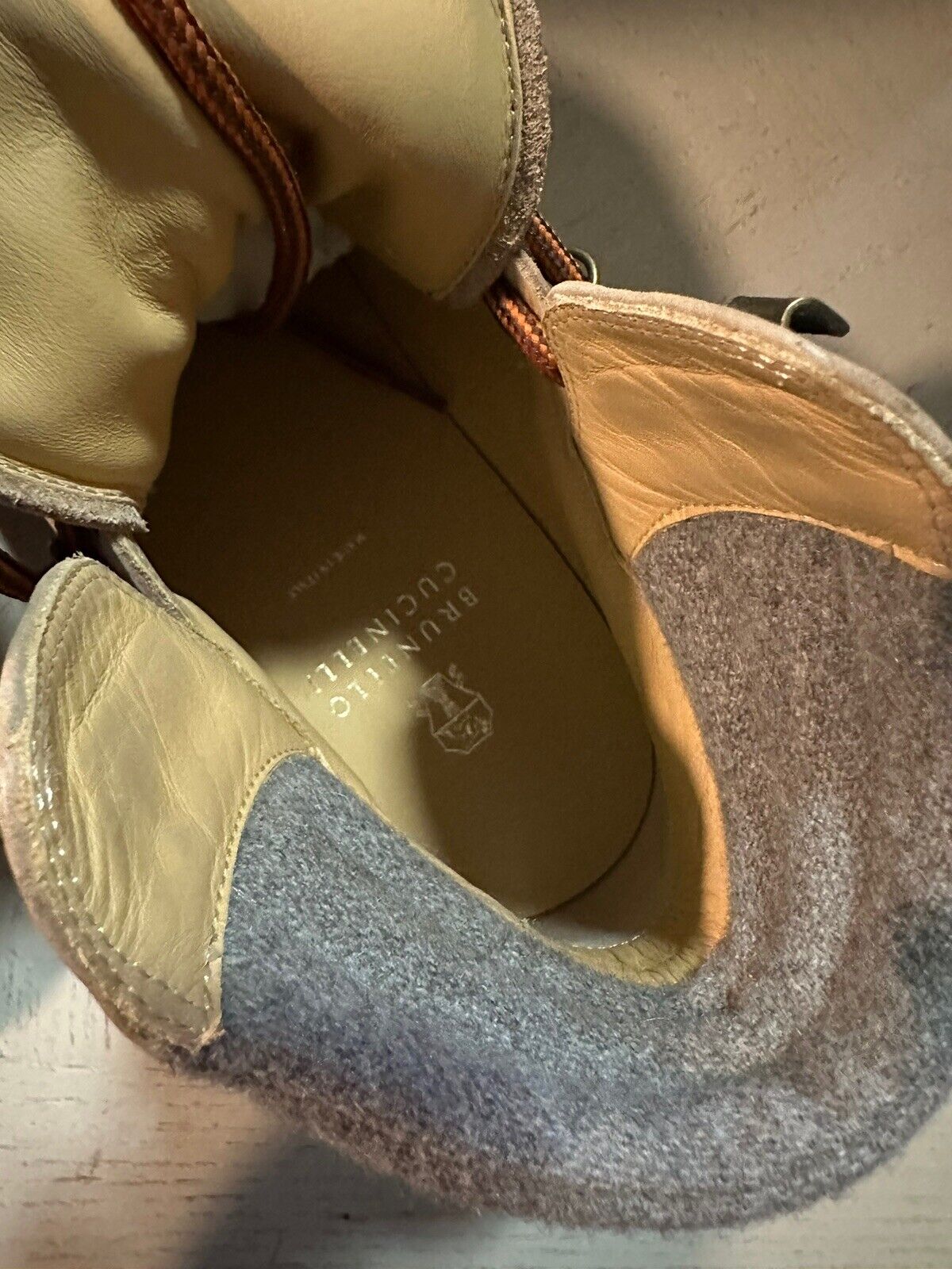 NIB $1595 Brunello Cucinelli Men’s Leather Boots Shoes LT Beige 9 US/42 Eu