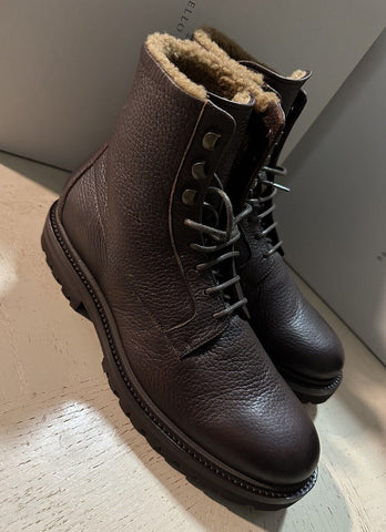 NIB $1795 Brunello Cucinelli Men Grained Leather Boots Shoes Brown 9.5 US/42.5 E