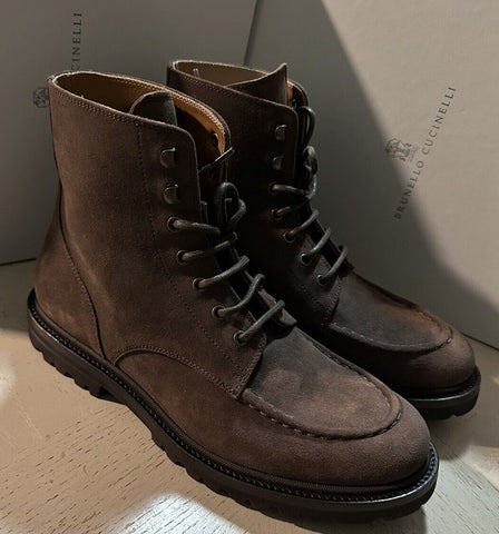 NIB $1260 Brunello Cucinelli Men’s Suede Boots Shoes DK Brown 10.5 US/43.5 Eu