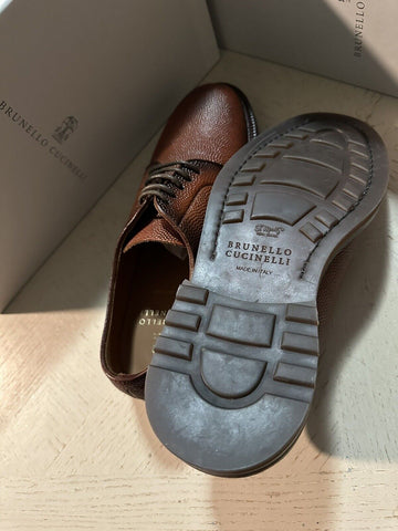 NIB $1250 Brunello Cucinelli Men Grained Leather Shoes LT Burgundy 9 US/42 Eu