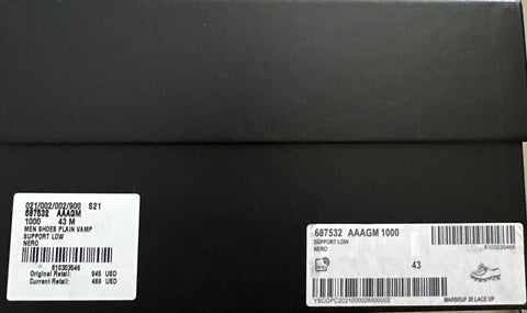 NIB $945 Saint Laurent Men Leather Shoes Black 10 US/43 Eu 687532