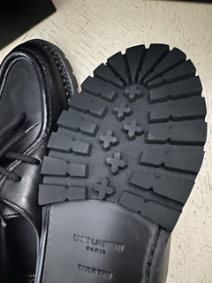 NIB $945 Saint Laurent Men Leather Shoes Black 10 US/43 Eu 687532