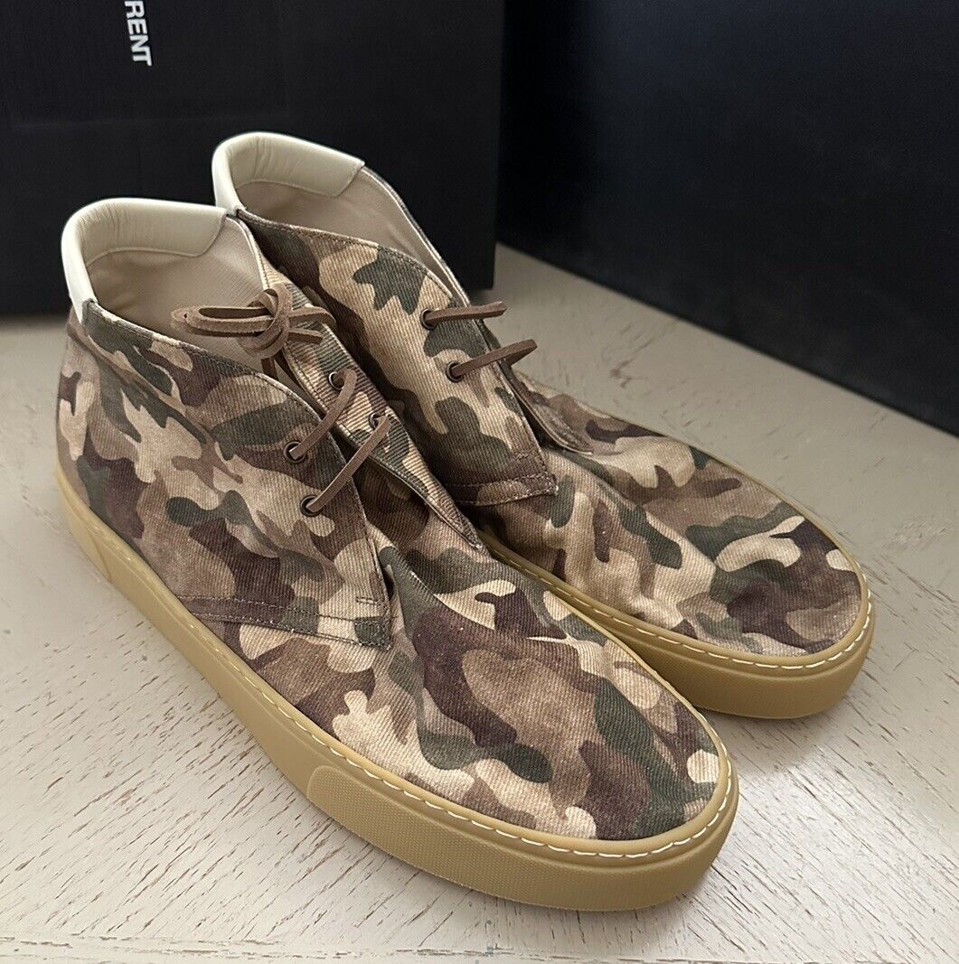 NIB Saint Laurent Men Canvas Camouflage Menphis Sneakers Green/Multi 10 US/43 E