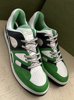 New $950 Gucci Men Demetra Basket Low Top Sneakers Green/Whi 9.5 US/9 UK 697882