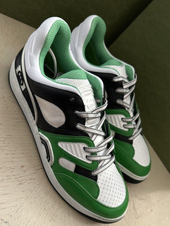 New $950 Gucci Men Demetra Basket Low Top Sneakers Green/Whi 9.5 US/9 UK 697882