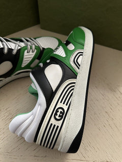 New $950 Gucci Men Demetra Basket Low Top Sneakers Green/Whi 9.5 US/9 UK 697882