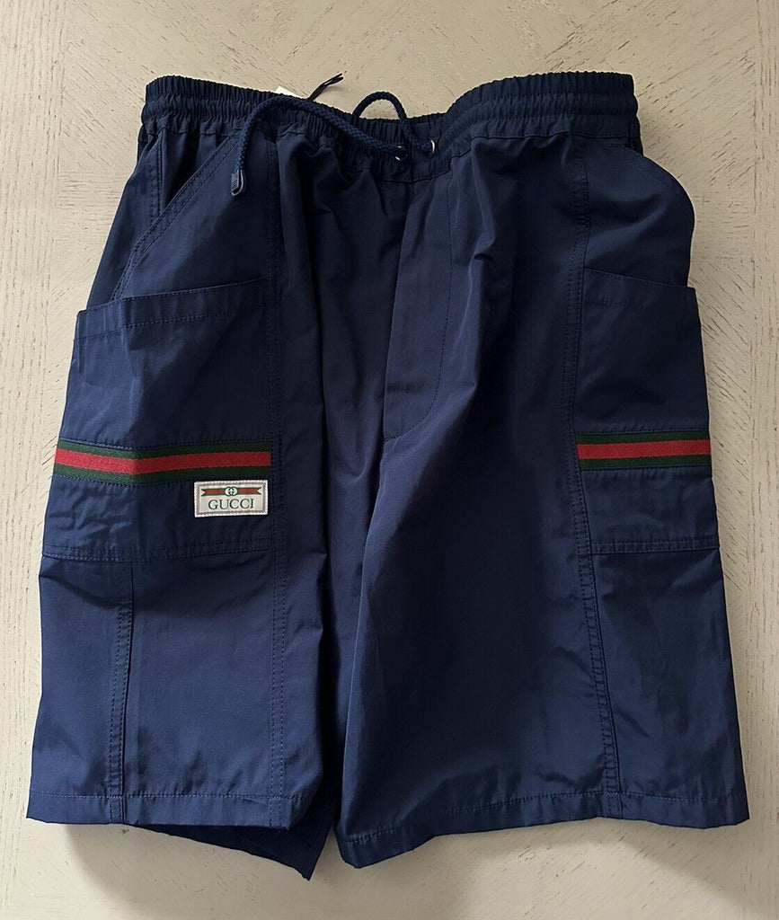 NWT $1050 Gucci Men Drawstring Waterproof Short Pants Blue 32 US( Measu 34-36 )
