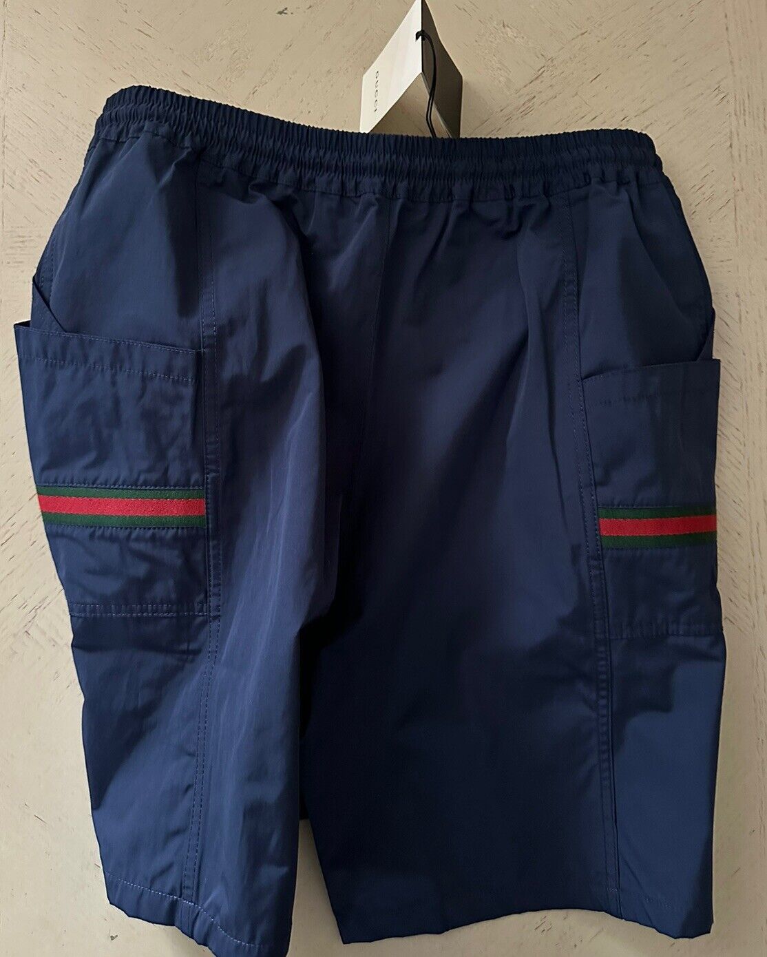 NWT $1050 Gucci Men Drawstring Waterproof Short Pants Blue 32 US( Measu 34-36 )