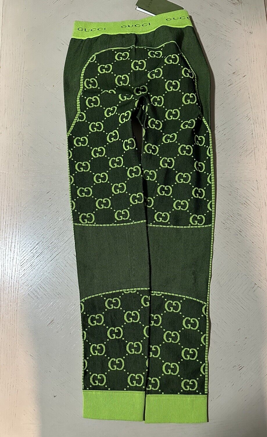 New $920 Gucci Men’s GG Jersey Jacquard Leggings Pants Green L