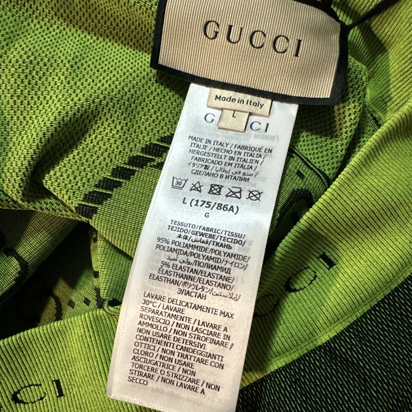 New $920 Gucci Men’s GG Jersey Jacquard Leggings Pants Green L