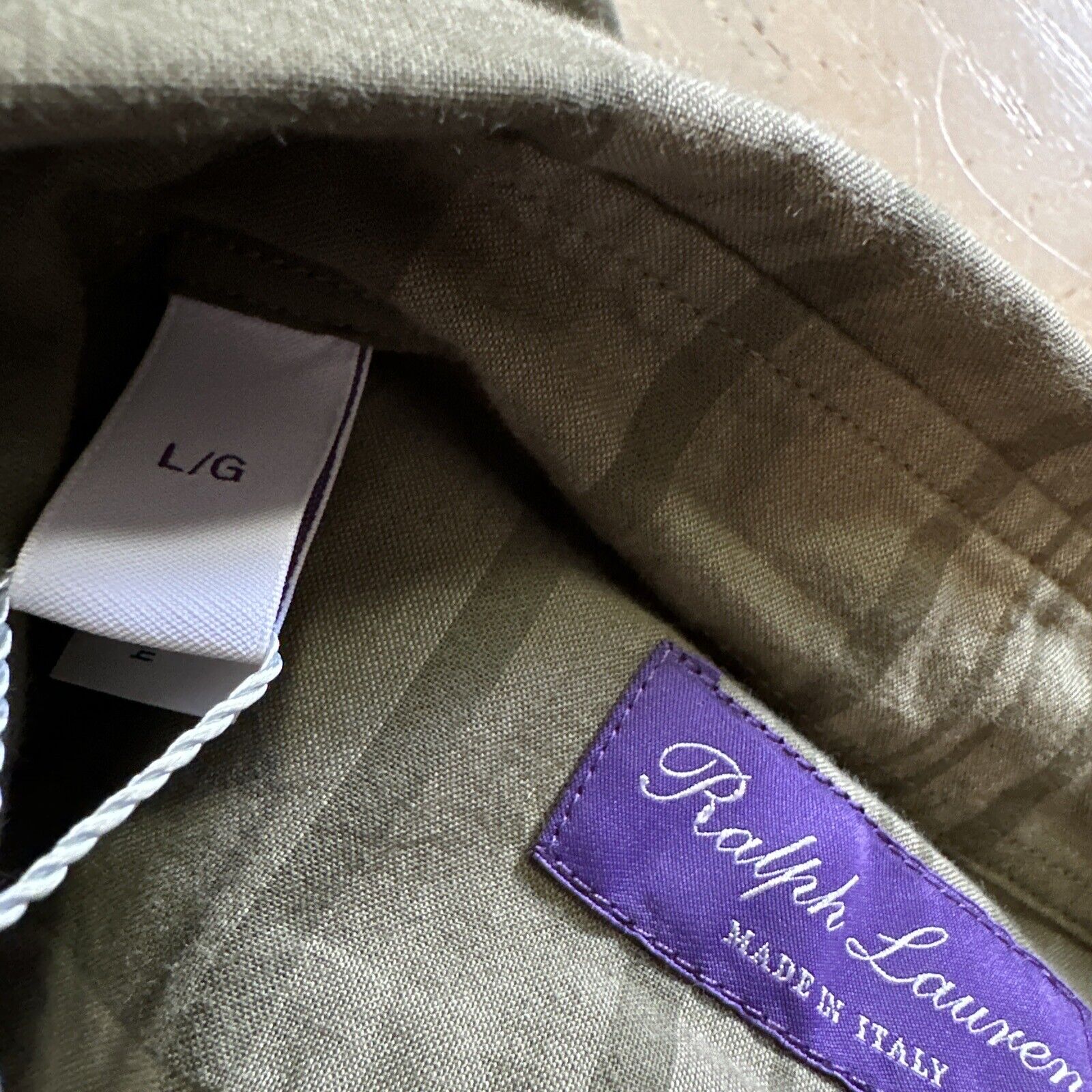 NWT $495 Ralph Lauren Purple Label Men Shirt Farm Olive L Italy