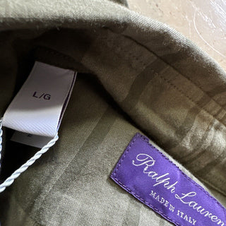 NWT $495 Ralph Lauren Purple Label Men Shirt Farm Olive L Italy