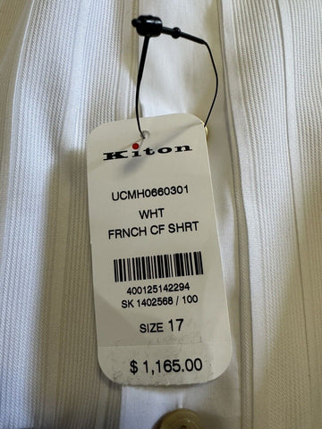 NWT $1165 Kiton Contemporary-Fit French Cuff Dress Shirt White 17/43 Italy